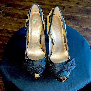 BCBG leopard platform heels